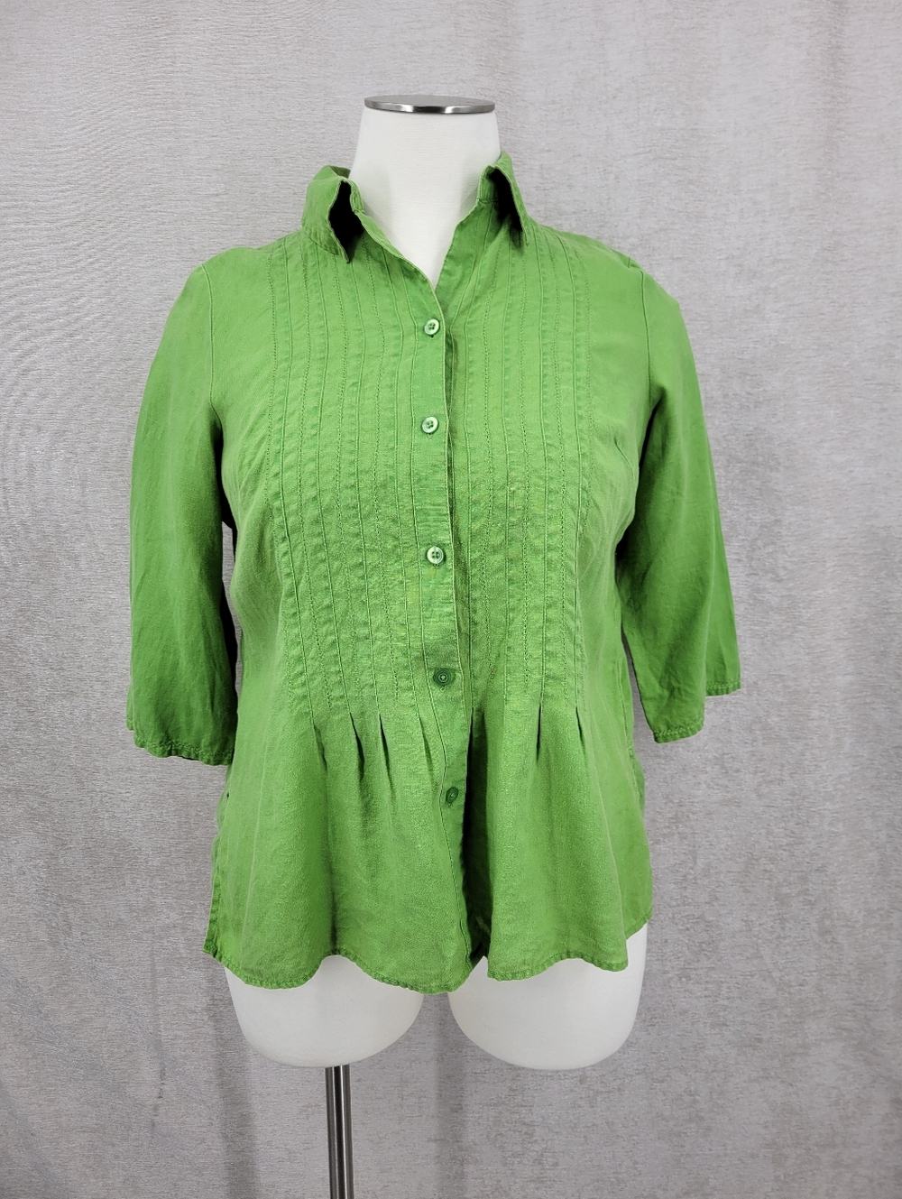 Tweeds Lime Green Button-Front Peplum Shirt